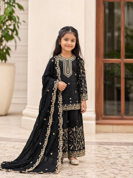 Premium Beautiful Kids Top Sharara And Dupatta Set