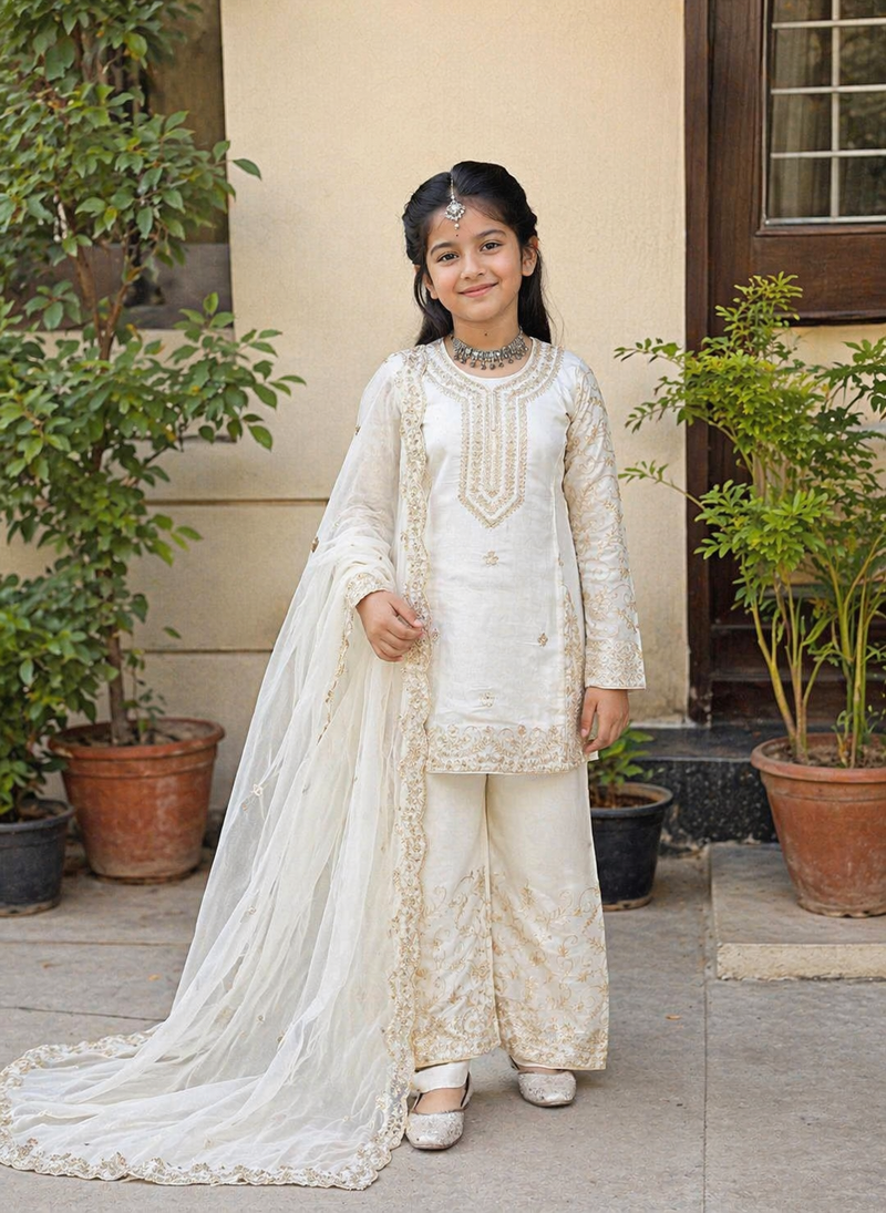 Premium Beautiful Kids Top Sharara And Dupatta Set