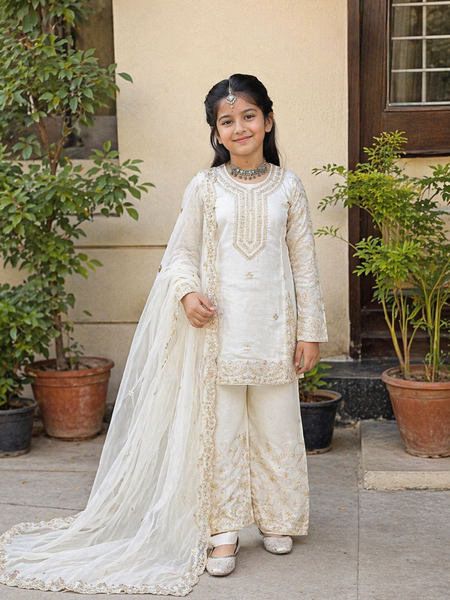 Premium Beautiful Kids Top Sharara And Dupatta Set