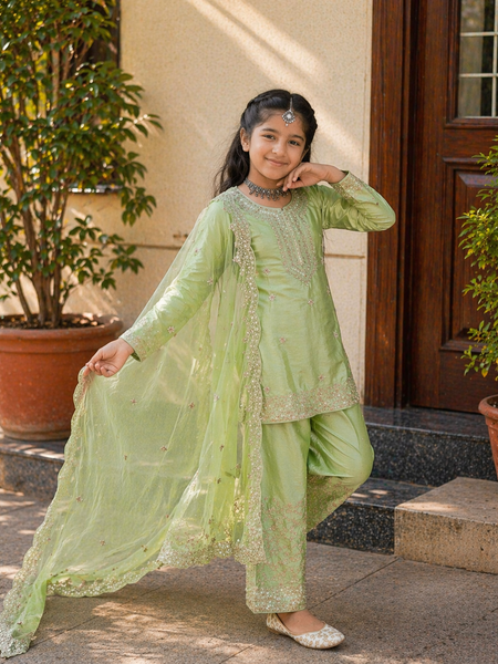 Premium Beautiful Kids Top Sharara And Dupatta Set