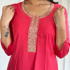 Women Embroidered Straight Kurta Set