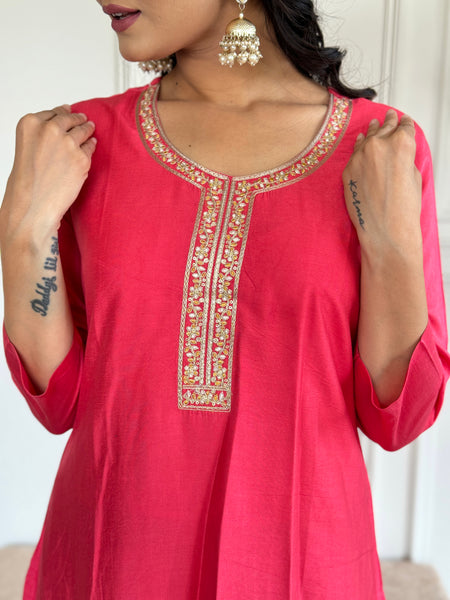 Women Embroidered Straight Kurta Set
