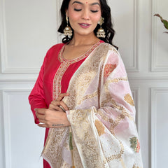 Women Embroidered Straight Kurta Set