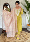 Embroidered Round Neck Regular Kurta With Trousers With Dupatta