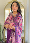 Purple Embroidered Kurti Set with Floral Chinnon Dupatta