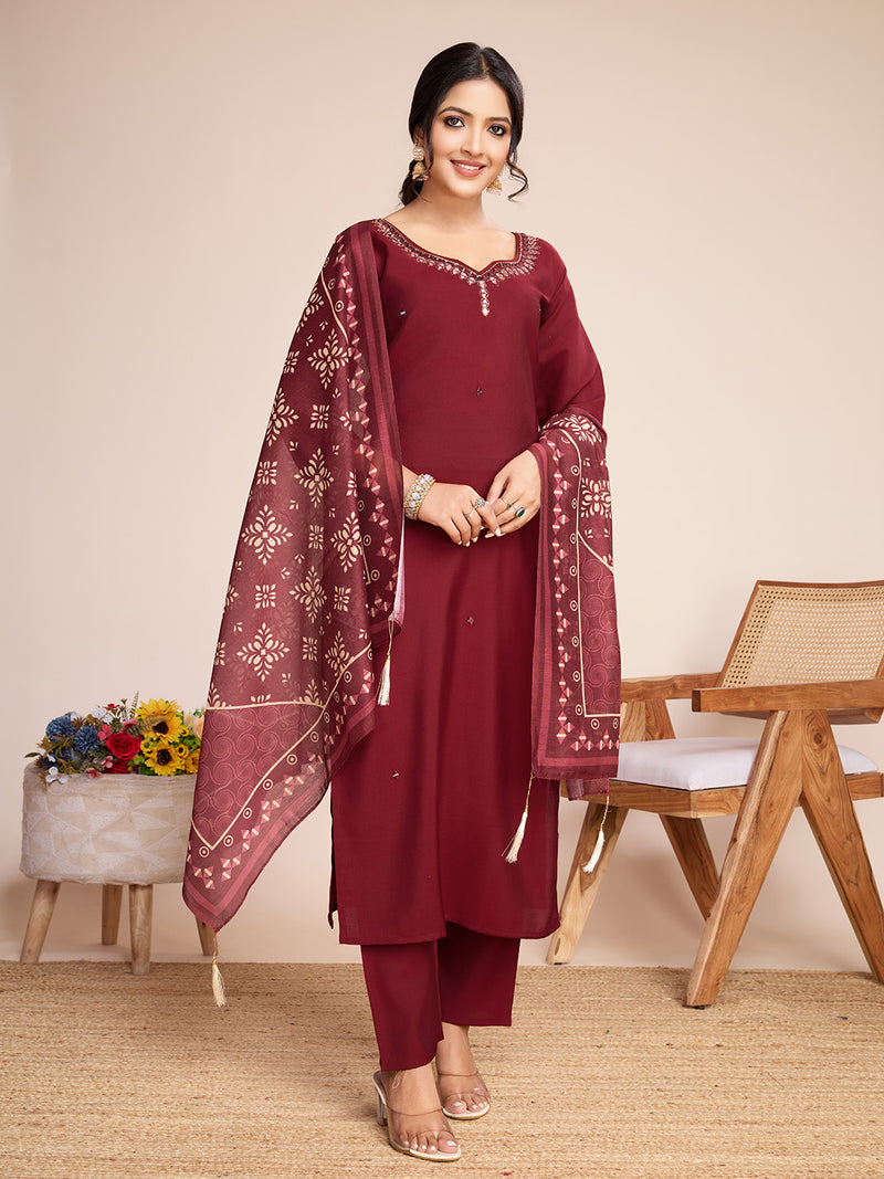 Queen Vastra Mirror Hand Work Silk Kurti Set