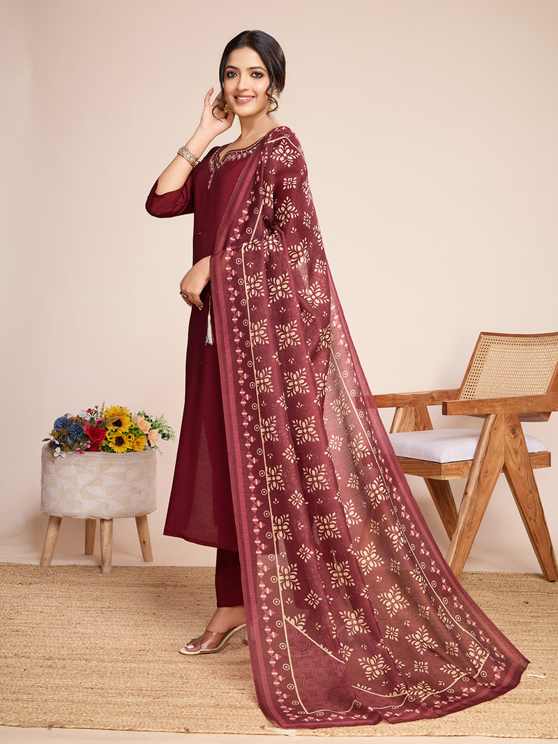 Queen Vastra Mirror Hand Work Silk Kurti Set