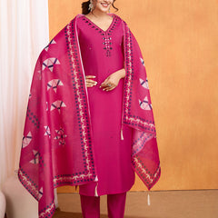 MIRROR WORK KURTI PANT DUPATTA SET