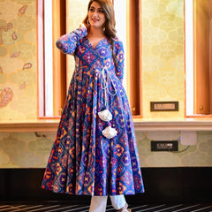 RAYON GOWN KURTA AND PENT SET AC-7009