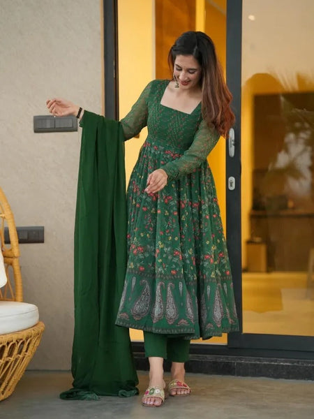Sp Premium Quality Green Anarkali Suit Set