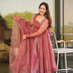 Salmon Premium Quality Anarkali Suit Set