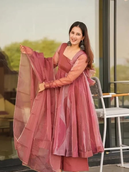 Salmon Premium Quality Anarkali Suit Set