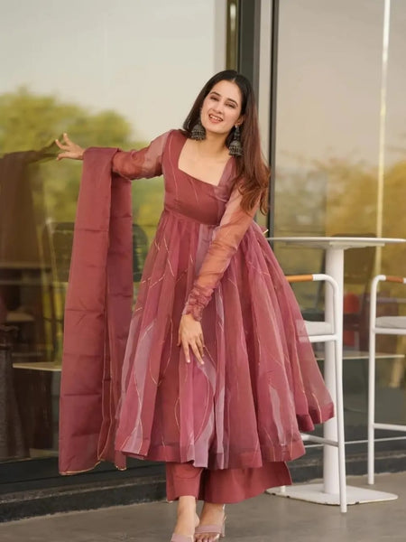 Salmon Premium Quality Anarkali Suit Set