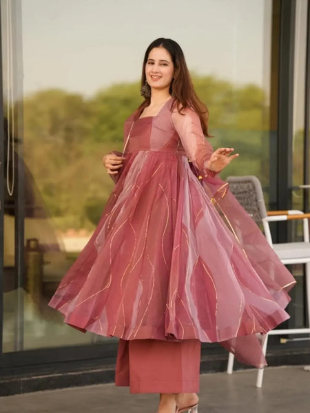 Salmon Premium Quality Anarkali Suit Set