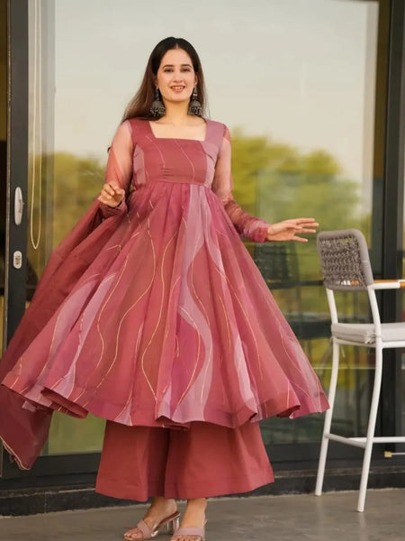 Salmon Premium Quality Anarkali Suit Set