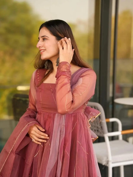 Salmon Premium Quality Anarkali Suit Set