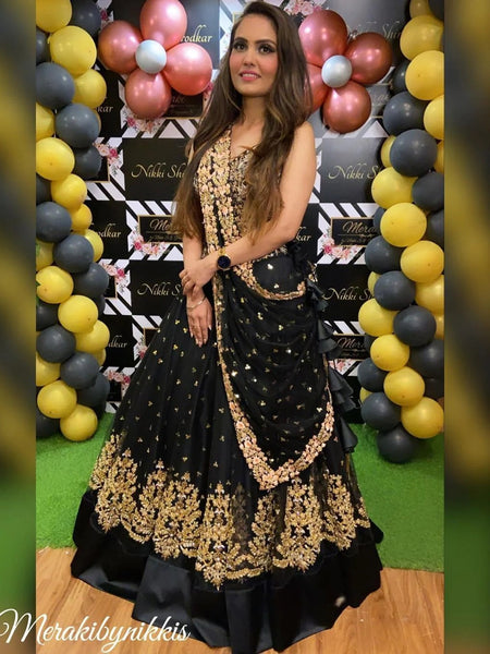 Black Coloured Party Wear Lehnega Choli