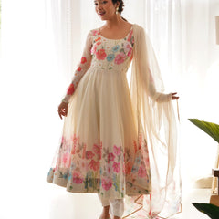 Creme Coloured Organza Suit