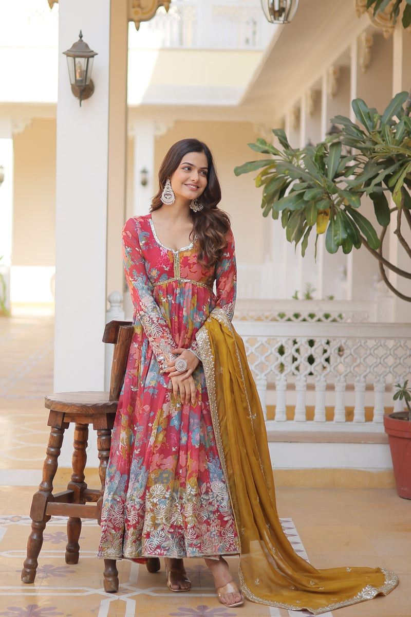 SANAYA'S'  ALIA CUT GOWN WITH DUPATTA SET