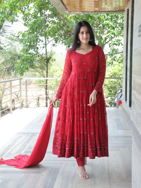 Maroon Premium Quality  Anarkali Suit Set