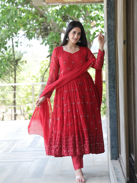 Maroon Premium Quality  Anarkali Suit Set
