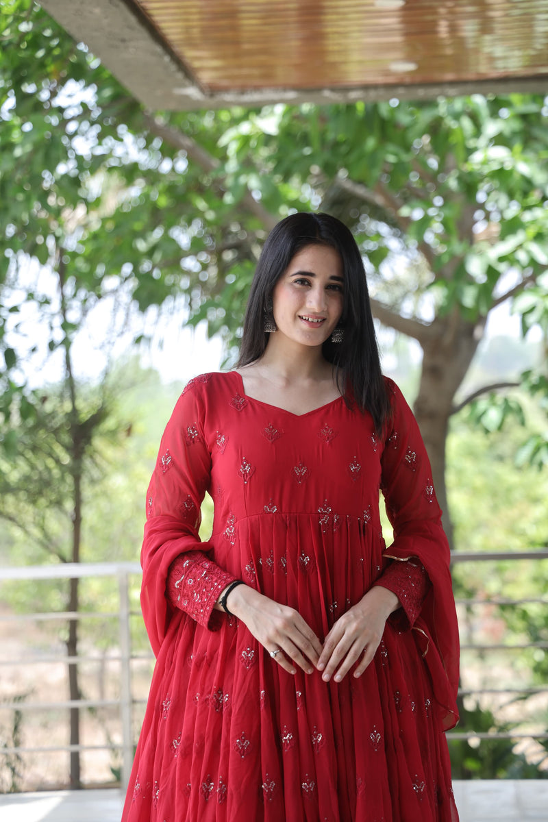 Maroon Premium Quality  Anarkali Suit Set