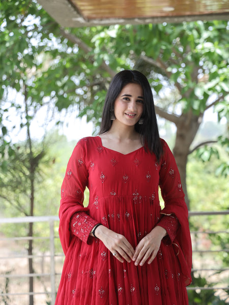 Maroon Premium Quality  Anarkali Suit Set