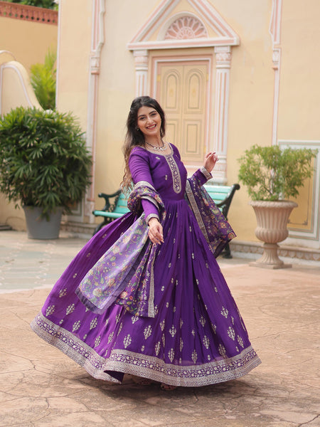 Akruti's Premium Gown With Dupatta