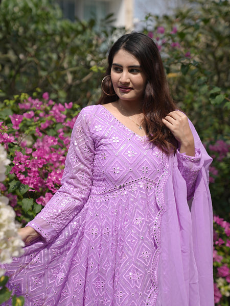 Vedika's Purple Coloured Premium Quality Anarkali Suit Set
