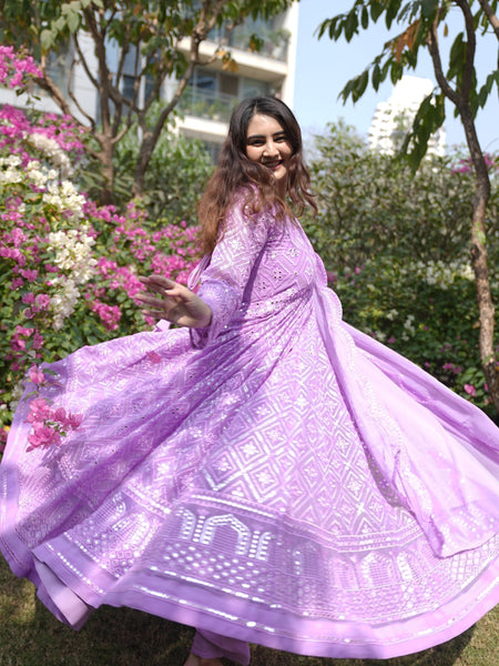Vedika's Purple Coloured Premium Quality Anarkali Suit Set