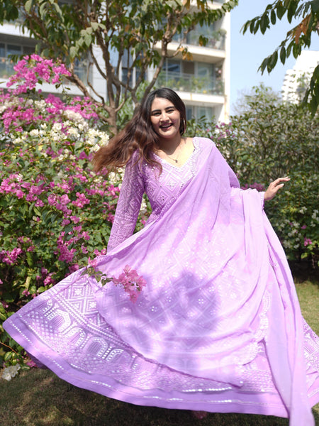 Vedika's Purple Coloured Premium Quality Anarkali Suit Set