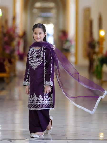 TRENDING TOP WITH BOTTOM AND DUPATTA SET READY TO WEAR COLLECTION OC-214 purple Grape