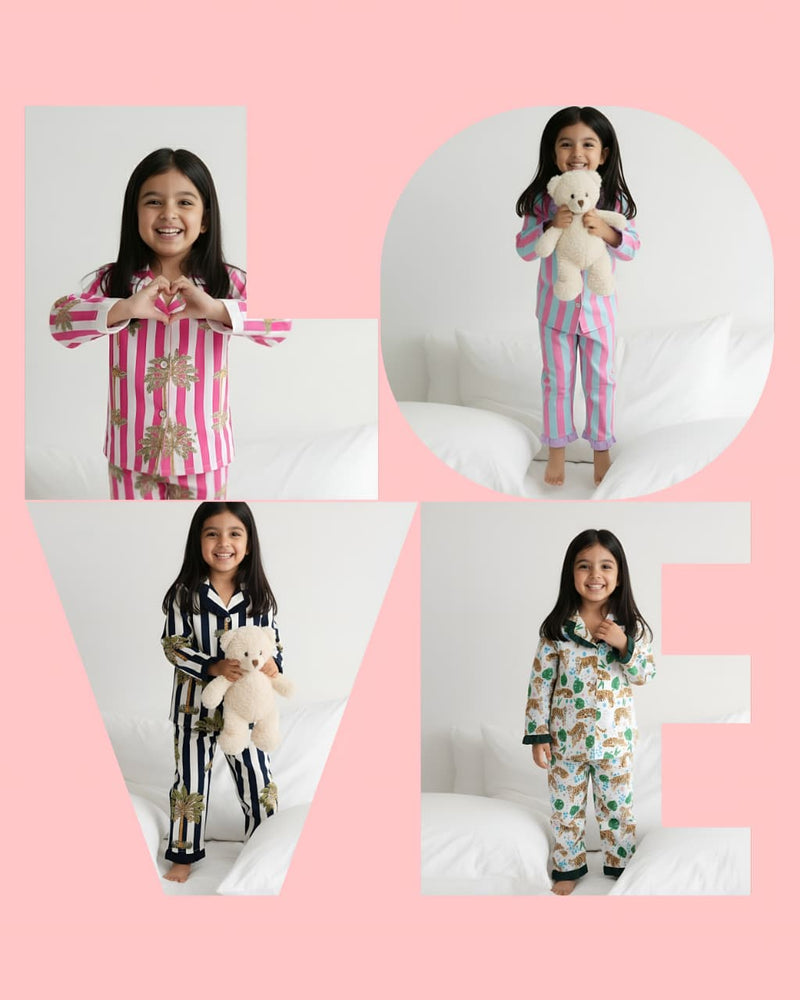 Stripes Girls Night Suit