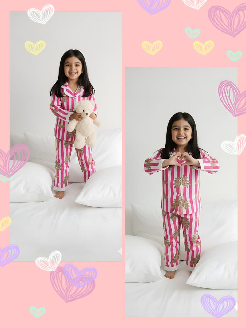 Stripes Girls Night Suit