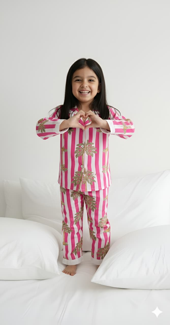 Stripes Girls Night Suit