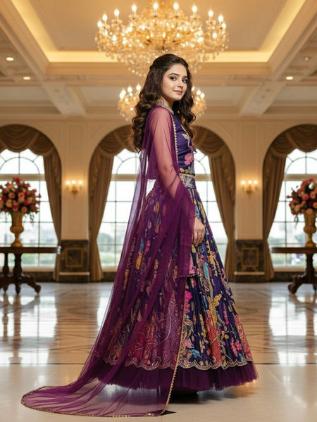 Wine Color Girls Lehenga Choli Set