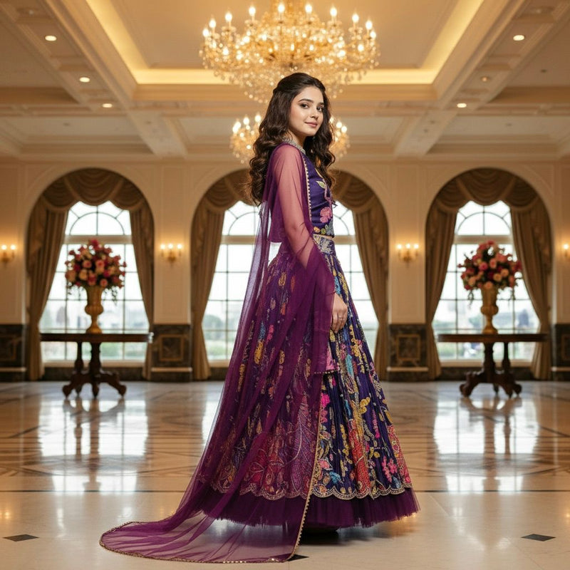 Wine Color Girls Lehenga Choli Set