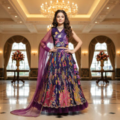 Wine Color Girls Lehenga Choli Set