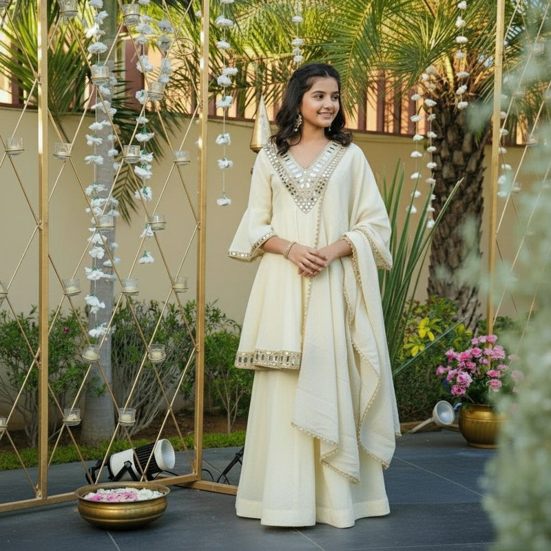 Premium Quality Ready To Wear thread with Real Mirror Work