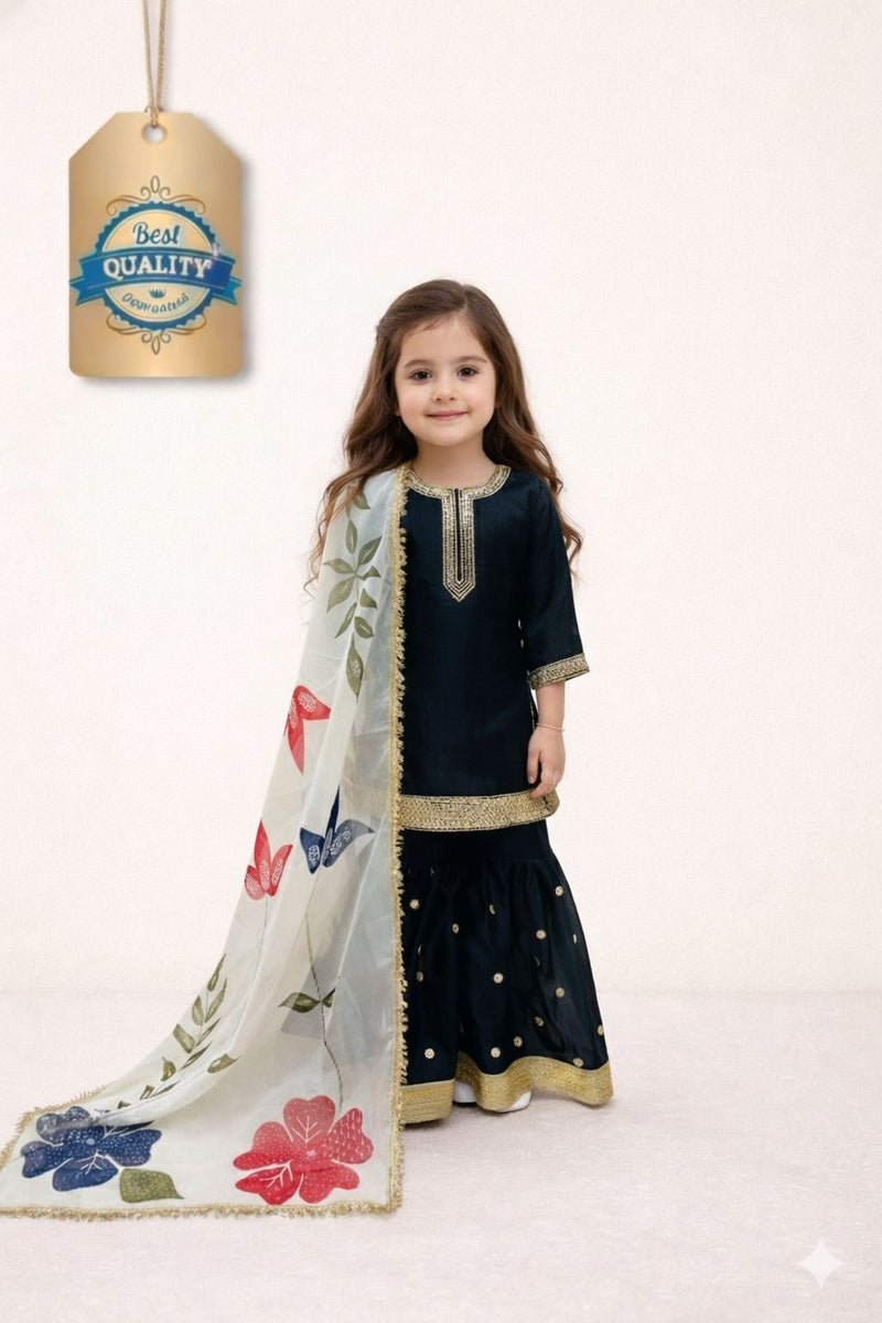 Premium Beautiful Kids Top Sharara And Dupatta Set