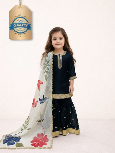 Premium Beautiful Kids Top Sharara And Dupatta Set