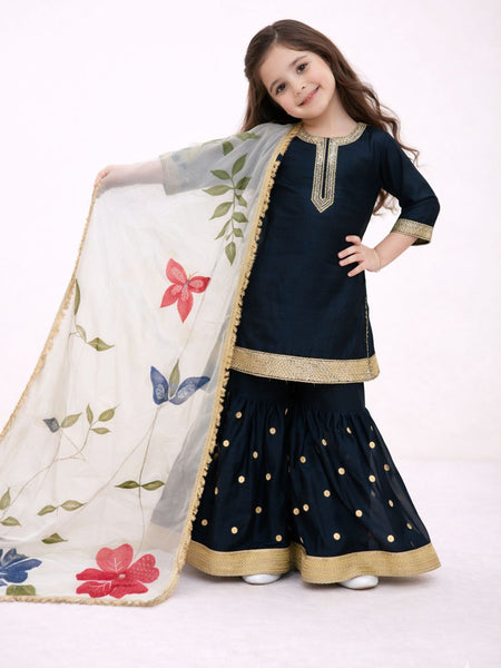 Premium Beautiful Kids Top Sharara And Dupatta Set