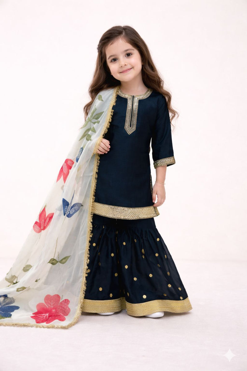 Premium Beautiful Kids Top Sharara And Dupatta Set