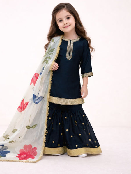 Premium Beautiful Kids Top Sharara And Dupatta Set