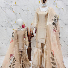 Premium Mom-Daughter Combo Top Sharara And Dupatta Sets