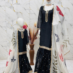 Premium Mom-Daughter Combo Top Sharara And Dupatta Sets
