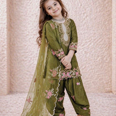 Premium Trending Kids Top Salwar And Dupatta Set
