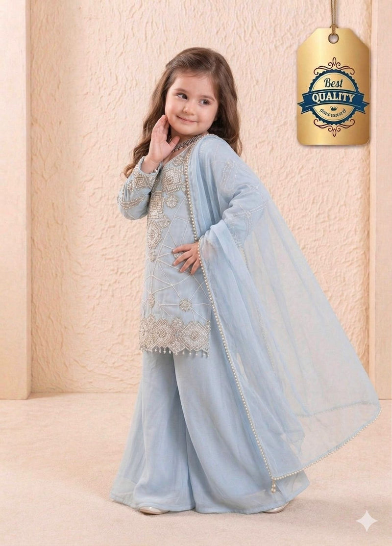 Premium Beautiful Kids Top Palazzo And Dupatta Set