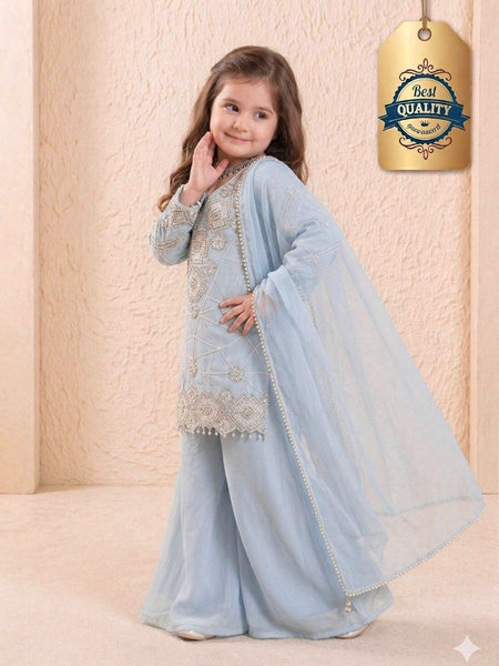 Premium Beautiful Kids Top Palazzo And Dupatta Set