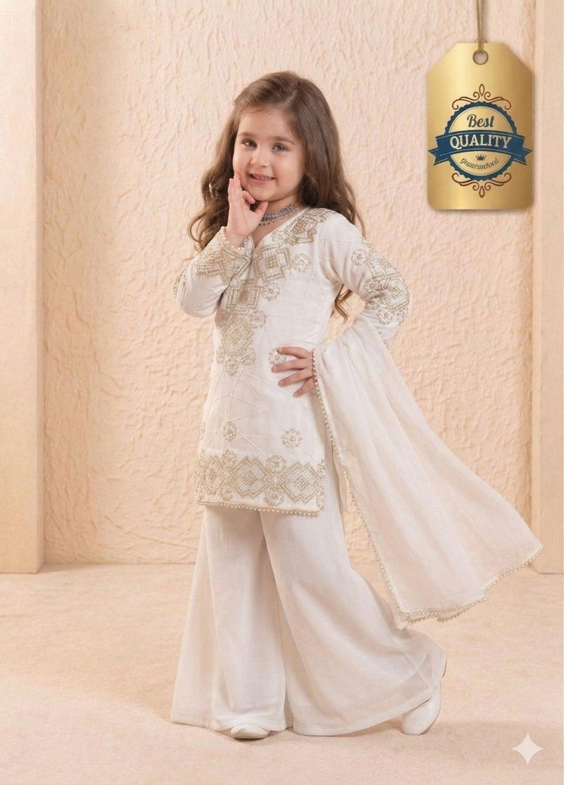 Premium Beautiful Kids Top Palazzo And Dupatta Set